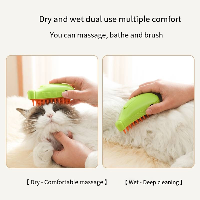 banana design pet grooming comb electric self-cleaning hair removal slicker brush cheap 3 in1 steam cat brush for dogs and cats