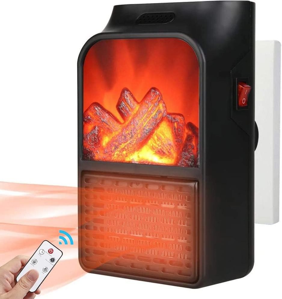 Mini Portable Fan Office Bedroom Electric Fireplace Heater 3D Flame Heater Home Desktop Heater