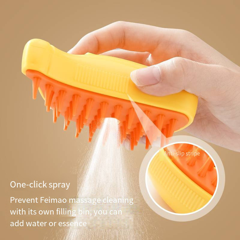 banana design pet grooming comb electric self-cleaning hair removal slicker brush cheap 3 in1 steam cat brush for dogs and cats