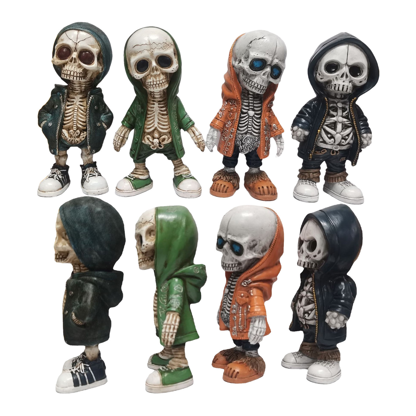 Cool skeleton characters Gothic style Mini resin skull figures Halloween Skull statue Halloween decoration, home, office, desk