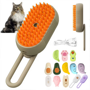 2024 Multifunctional Rotating Cat Grooming Steamer Brush Pet Hair Removal Spray Massage Comb 3 In1 Self Cleaning Steam Cat Brush