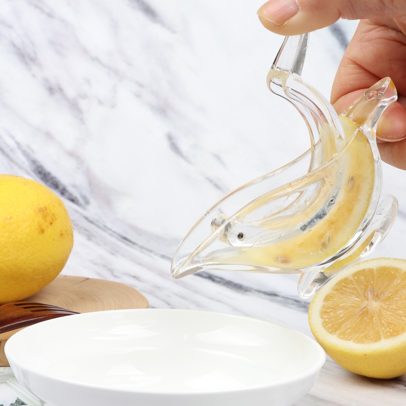 Acrylic Glass Portable Transparent Fruit Elegance Bird Shape Hand Manual Juicer Lemon Squeezer for Orange Lemon Lime