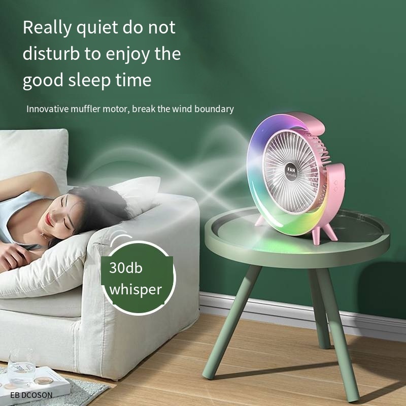 2024 Portable Air Circulation Desk Oscillating Fan Electric Small table Fan with colorful night light for Room Home