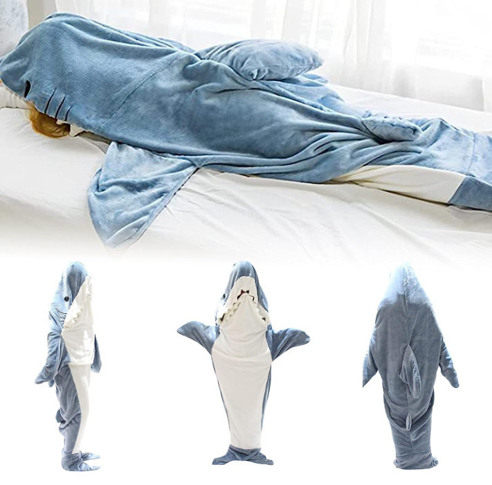 Custom Animal Shape Onesies Cosplay Costume Unisex Adult Carnival Halloween Shark Blanket Super soft