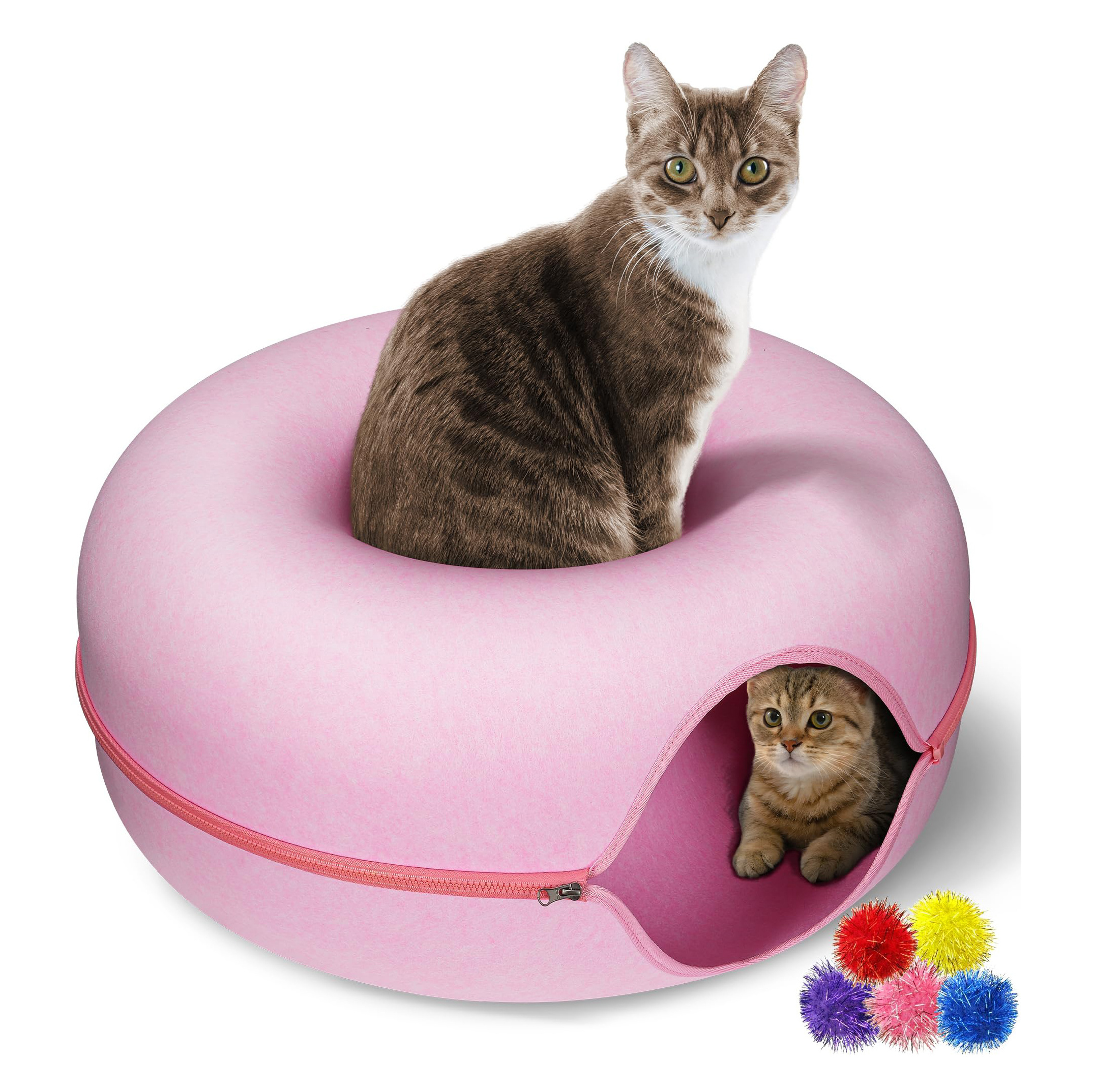 Wash Custom Cute Luxury Soft Small Pet Bed For Dog Donuts Shape Custom Designs Felt Round Tunnel Pet Cat Bed For Play