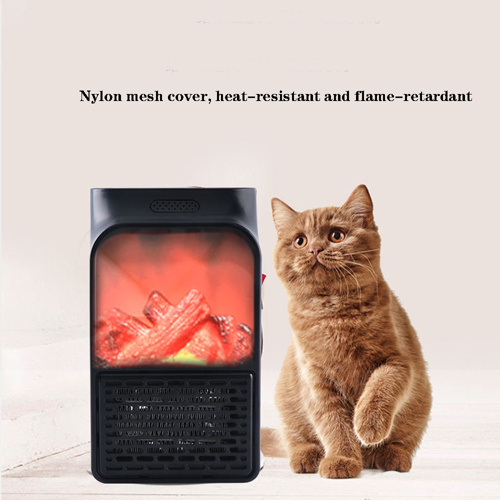 Mini Portable Fan Office Bedroom Electric Fireplace Heater 3D Flame Heater Home Desktop Heater