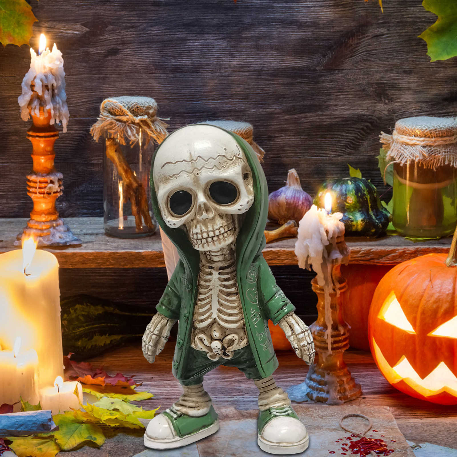 Cool skeleton characters Gothic style Mini resin skull figures Halloween Skull statue Halloween decoration, home, office, desk