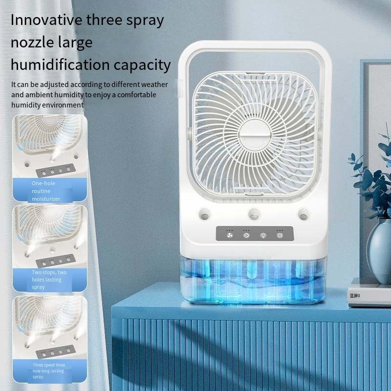 spray table fan Portable Oscillating water Fan Mini Evaporative Air Cooler Personal water cooling fan with colorful led light