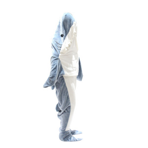 OEM ODM Shark Blanket Hoodie Shark Wearable Blanket for Adult Soft Cozy Shark Sleeping Bag