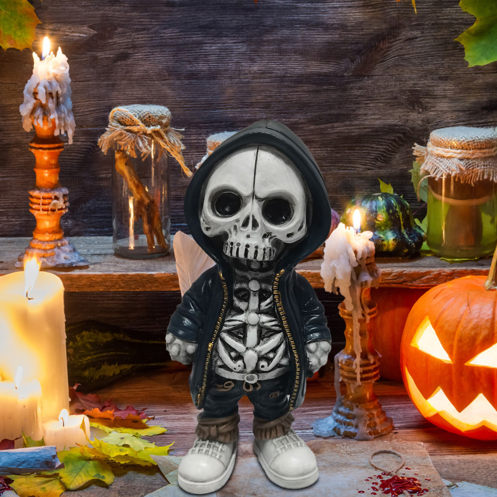 Cool skeleton characters Gothic style Mini resin skull figures Halloween Skull statue Halloween decoration, home, office, desk