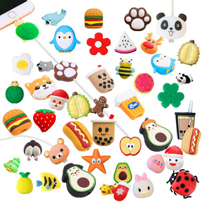 200+ Style Fruit Animal Shape Cable Protector for iPhone Charger Cable,  Cute Charger Cartoon Christmas Gift USB Cable Protector