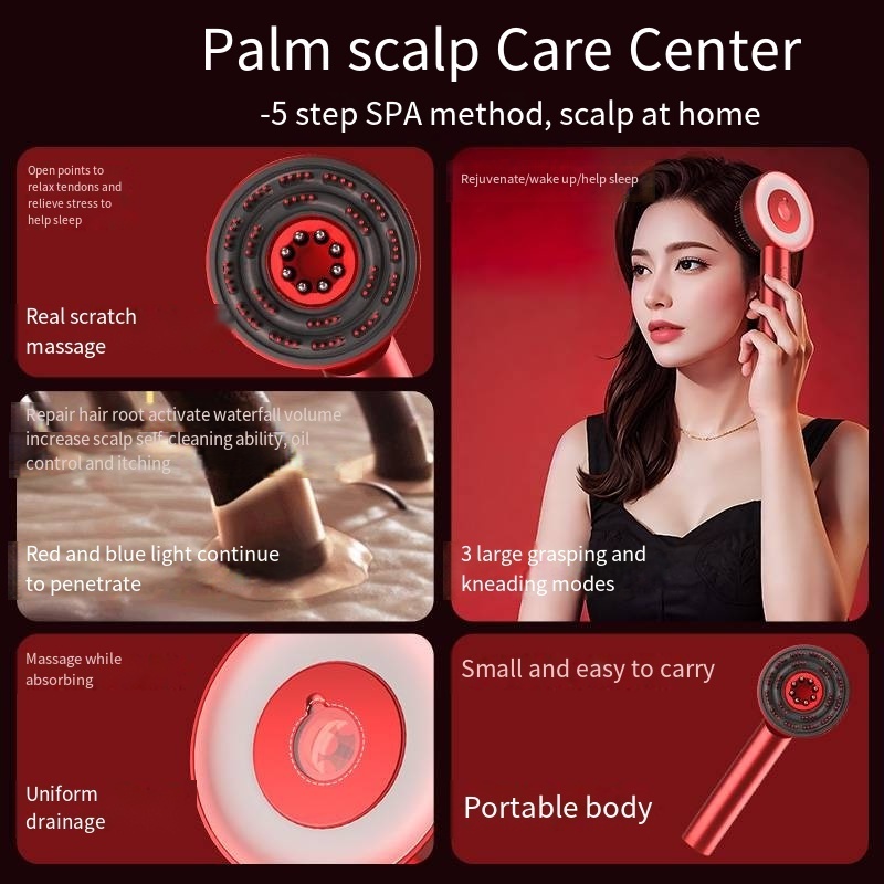 Waterproof Portable Shiatsu Hair Scalp Deep Massage red light Cordless Electric Scalp Massaging Brush for Head