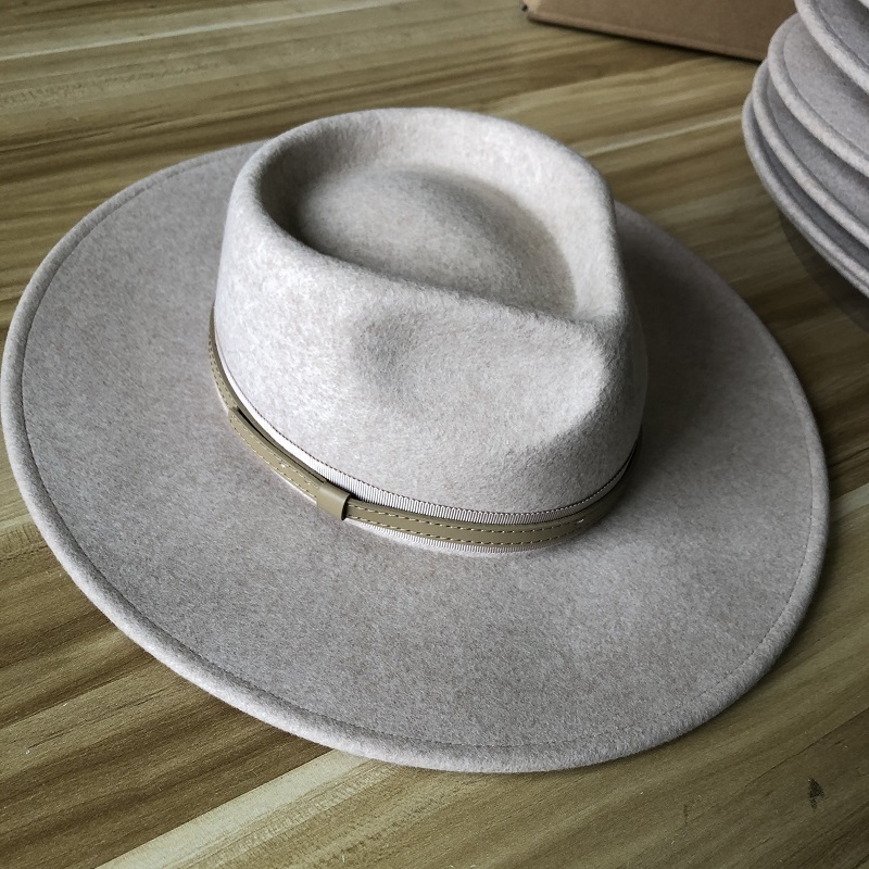 Custom handmade vintage elegant unisex  Australian 100% wool hard flat wide brim felt fedora hats