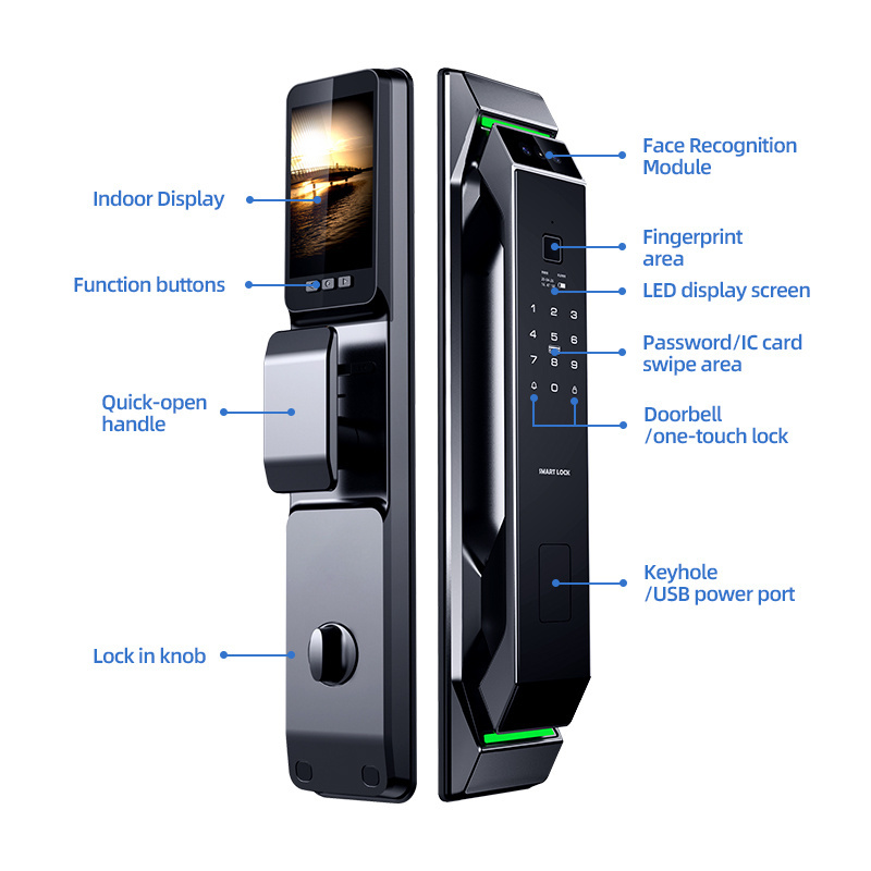 Hot selling Full Automatic Real Time Video Intercom Smart Wifi Digital Door Lock Anti-theft Camera Smart Lock