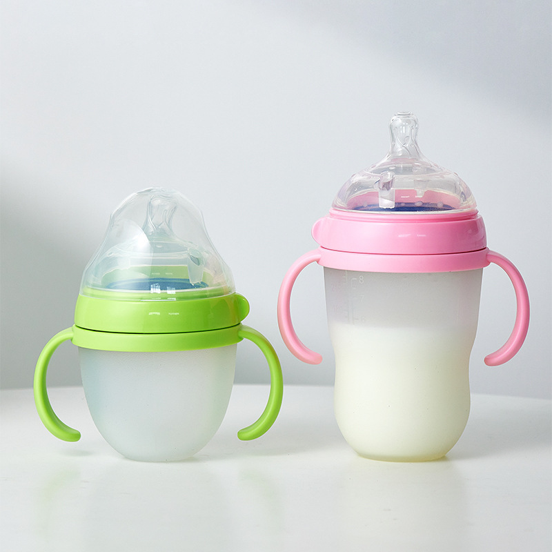 Silicone Newborn Baby Drinking Feeding Nipple Water Sipper Sippy Bottle With Straw For Breastfed Babies