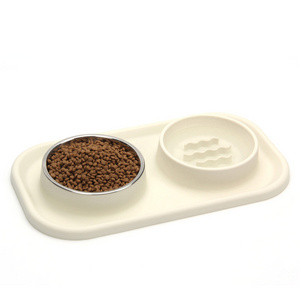 Wholesale Stainless Steel Pet Bowl Slow Feeding Dog Food Bowl with Non-Skid Silicone Mat