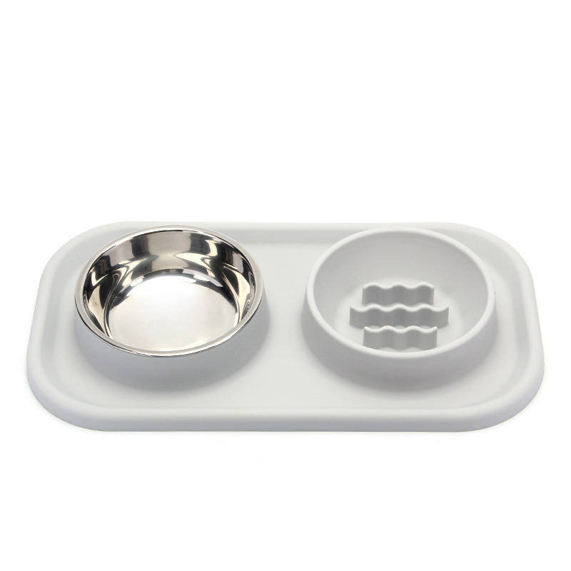 Wholesale Stainless Steel Pet Bowl Slow Feeding Dog Food Bowl with Non-Skid Silicone Mat