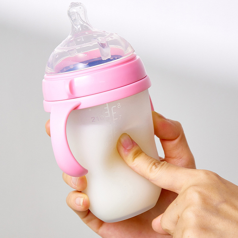 Silicone Newborn Baby Drinking Feeding Nipple Water Sipper Sippy Bottle With Straw For Breastfed Babies