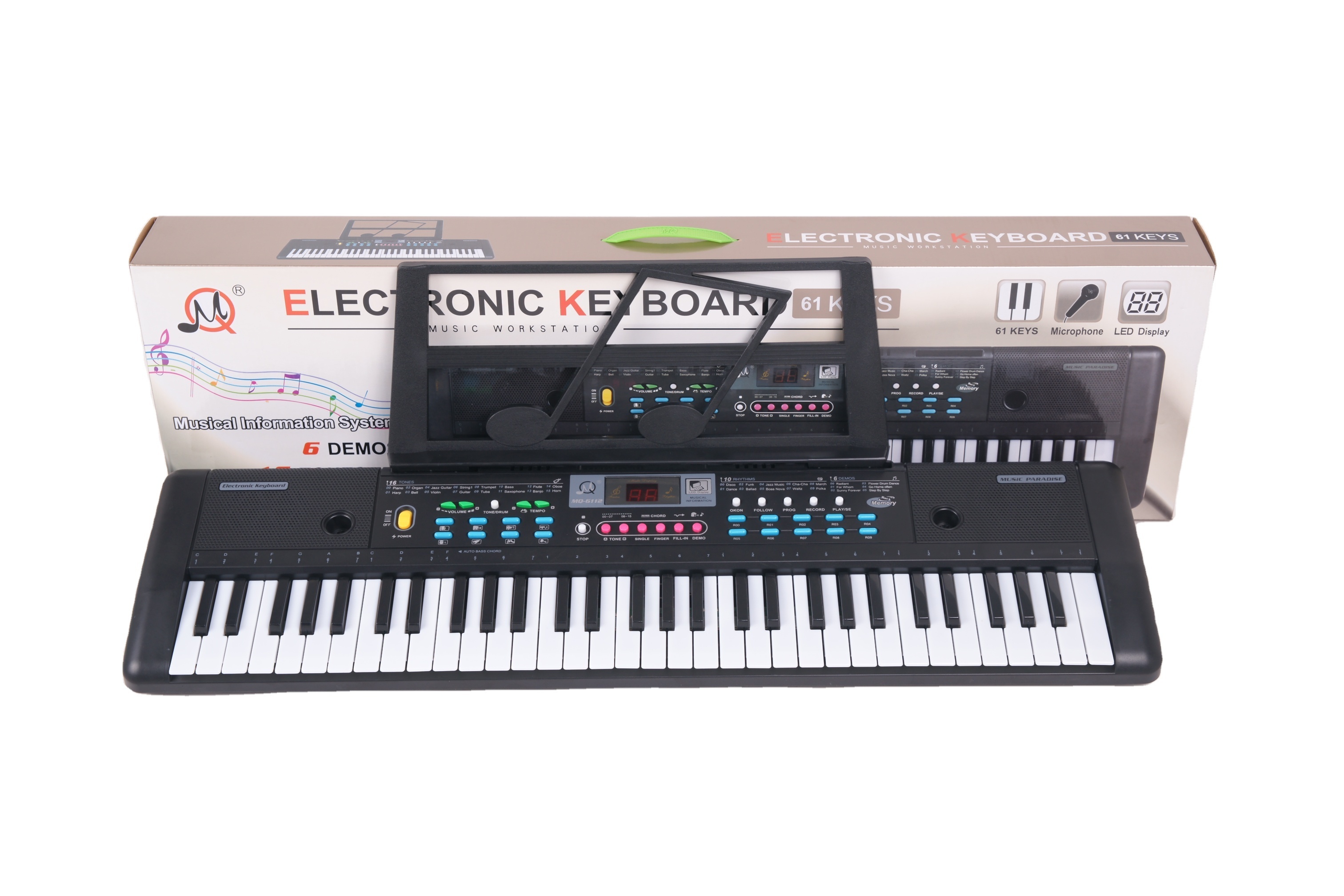 Digital  61 Keys Electronic Organ Piano MQ-6112 Hot Selling Musical Instrument Keyboard with speaker microphone for kid/children