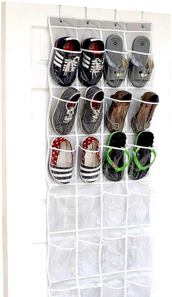 24 Pocket Over the Door Hanging Shoe and Accessories Storage Organizer