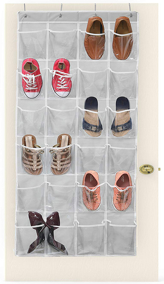 24 Pocket Over the Door Hanging Shoe and Accessories Storage Organizer