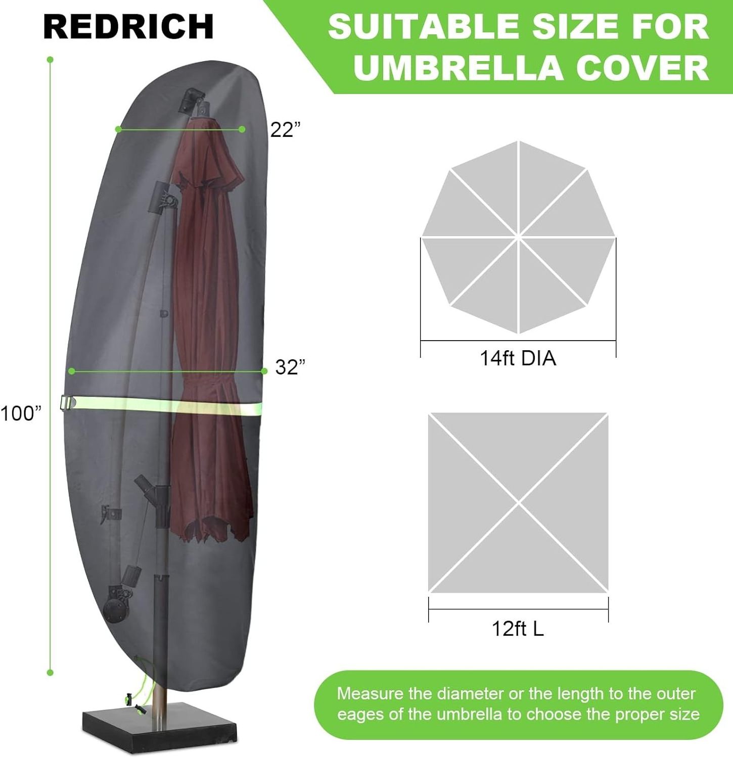 Waterproof Outdoor Patio Umbrella Cover Sunshade Umbrella Cover With Zipper Furniture Cover