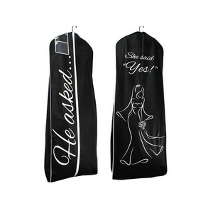 Quality wholesale custom logo 600 denier polyester breathable clothes cover long bridal gown non woven wedding dress garment bag