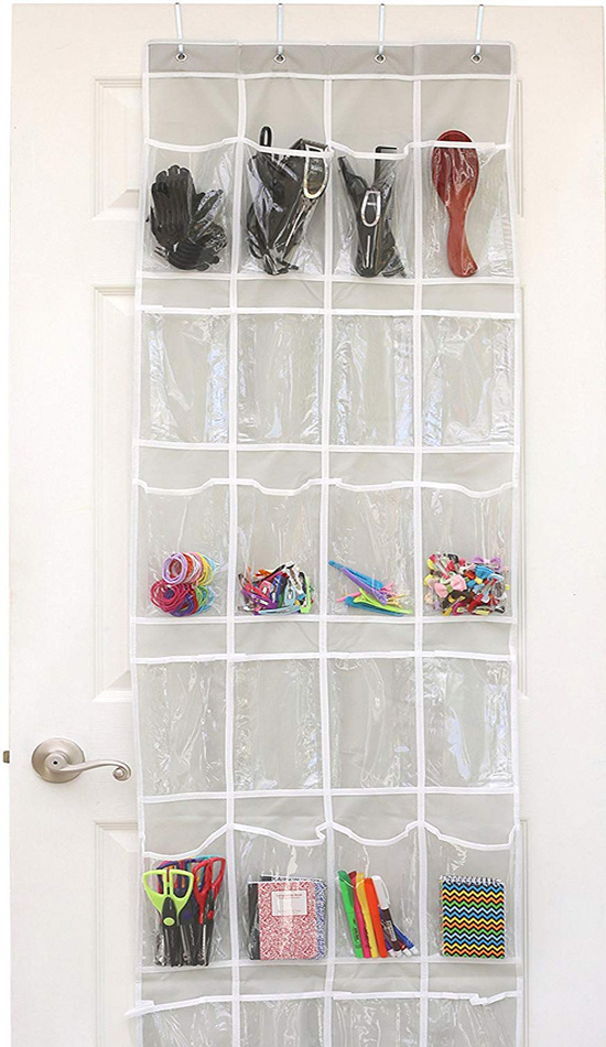 24 Pocket Over the Door Hanging Shoe and Accessories Storage Organizer