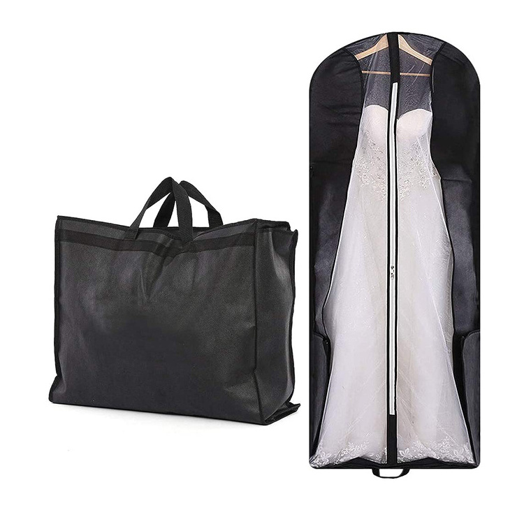 Quality wholesale custom logo 600 denier polyester breathable clothes cover long bridal gown non woven wedding dress garment bag