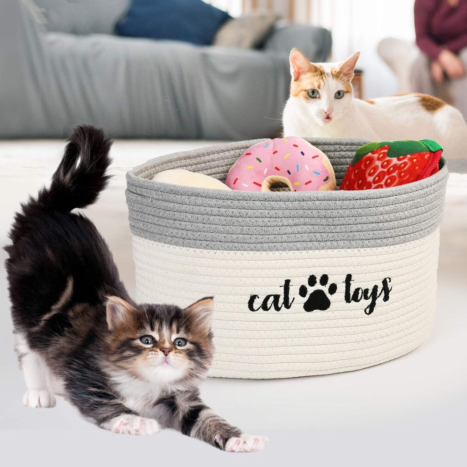 Cat cat basket storage weave Rope Storage Basket Pet/Doy Toy Box Dog Storage Basket