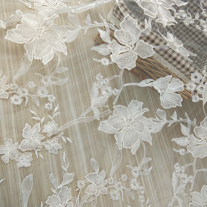 Luxury Tulle Lace floral bridal Embroidery African Lace Fabric Mesh Net Fabric