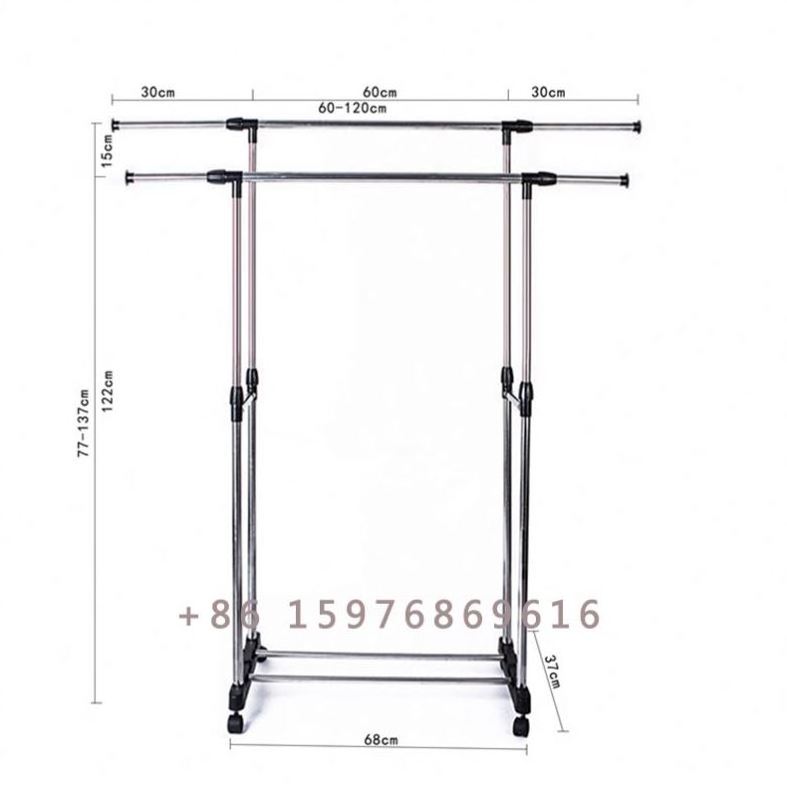 Double Pole Stainless Clothes Drying Shelf Rack Laundry Hanging Stand Metal Dryer Rack Standing Coat Hangers Estantes Metalicos