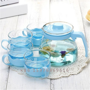 Hot glass teapot in Benin store Cold water kettle cup 5 pcs 900ml coffee water pot