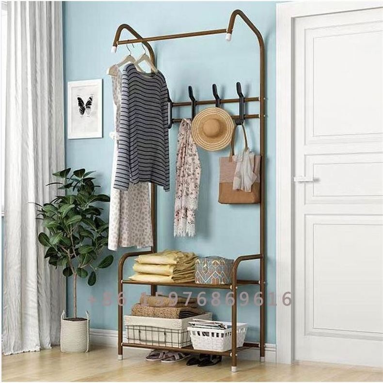 Home Door Floor Standing Clothes And Shoe Hanger Hanging Storage Rack Organizer Shelves Coat Clothing Racks Stand Shelf Holders