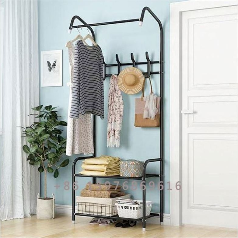 Home Door Floor Standing Clothes And Shoe Hanger Hanging Storage Rack Organizer Shelves Coat Clothing Racks Stand Shelf Holders