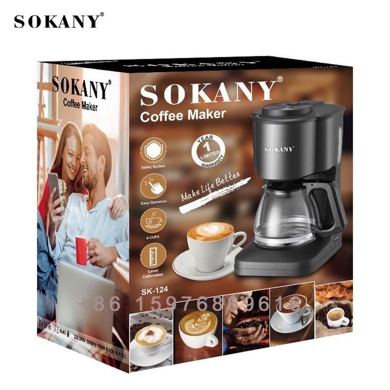 Sokany-124 Hot sales high quality 4-6 cups Drip Coffee Maker