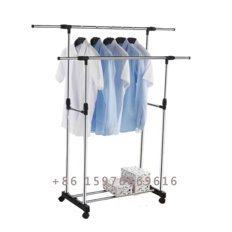 Double Pole Stainless Clothes Drying Shelf Rack Laundry Hanging Stand Metal Dryer Rack Standing Coat Hangers Estantes Metalicos