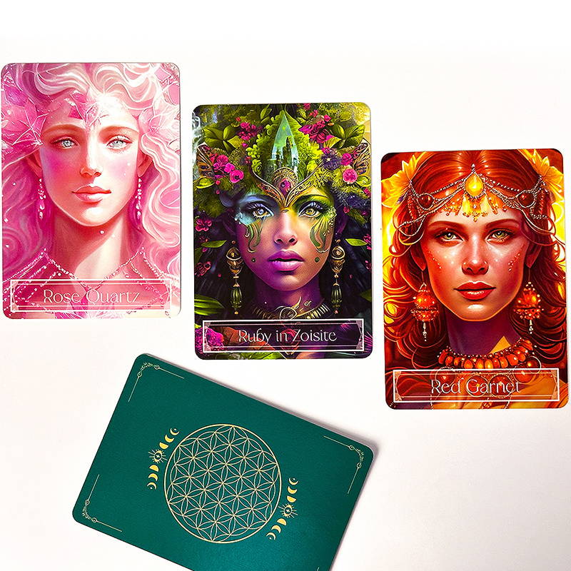 High quality custom design printing LOGO personalized oracle card deck set box custom gold tarot card with guidebook