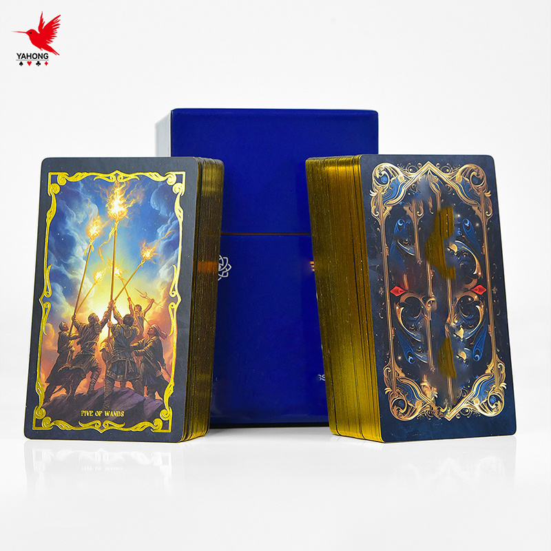 Luxury Custom Printing Oracle Card Wholesale Gold Foil Affirmation Deck Golden Edge Side Tarot Cards With Box