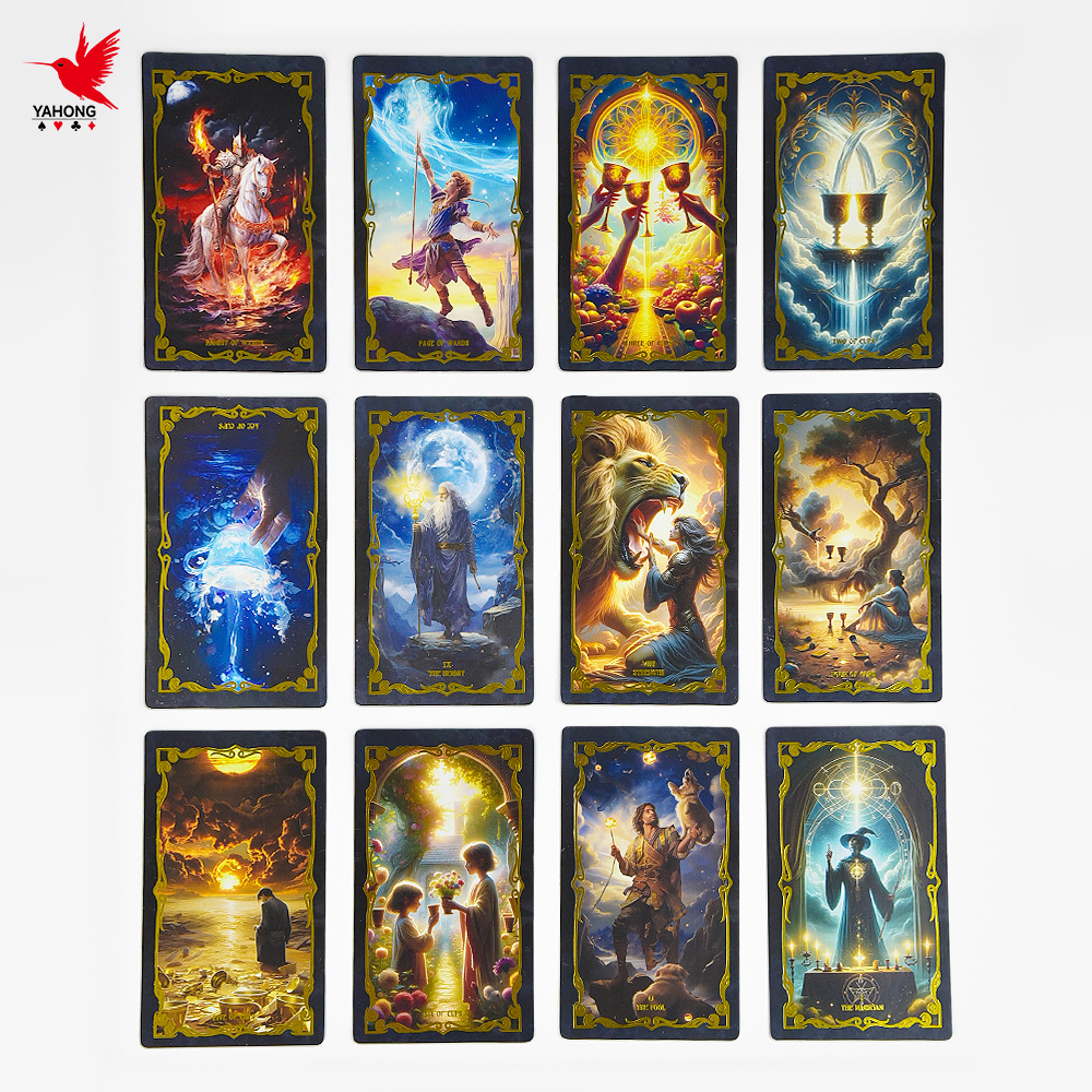 Luxury Custom Printing Oracle Card Wholesale Gold Foil Affirmation Deck Golden Edge Side Tarot Cards With Box