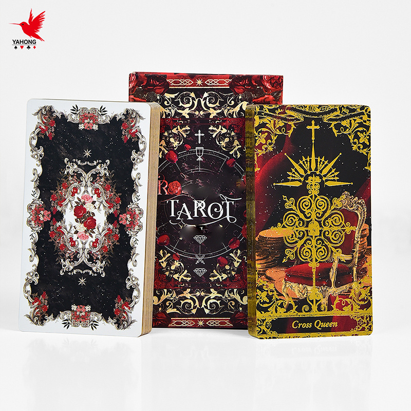 Custom Printing Red Tarot Oracle Cards Eco-Friendly Positive Paper Affirmation Deck Tarot Cards With Guidebook