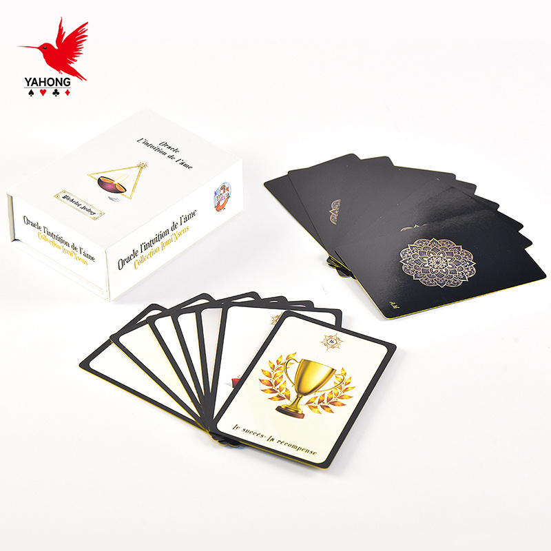 Wholesale Custom Gold Gilded Edges Tarot Oracles Playing Cards Plastic Affirmation Deck with Logo Printing