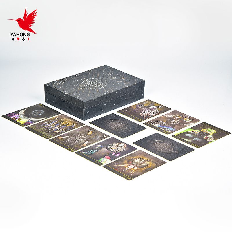 Manufacturer's Durable Plastic Tarot Cards with Gold Foil Box Packing and Guidebook Customizable Logo for Playing Poker