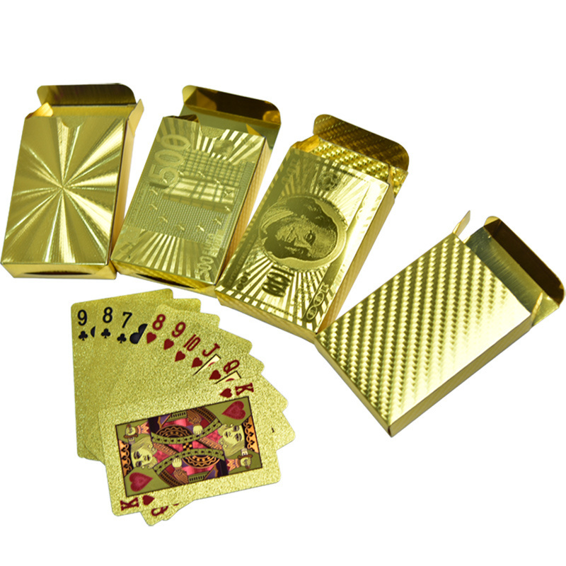 Durable Waterproof Plastic Playing Cards Gold Foil Poker Golden Poker 24K Gold Foil Plated Playing Cards Deck Gift