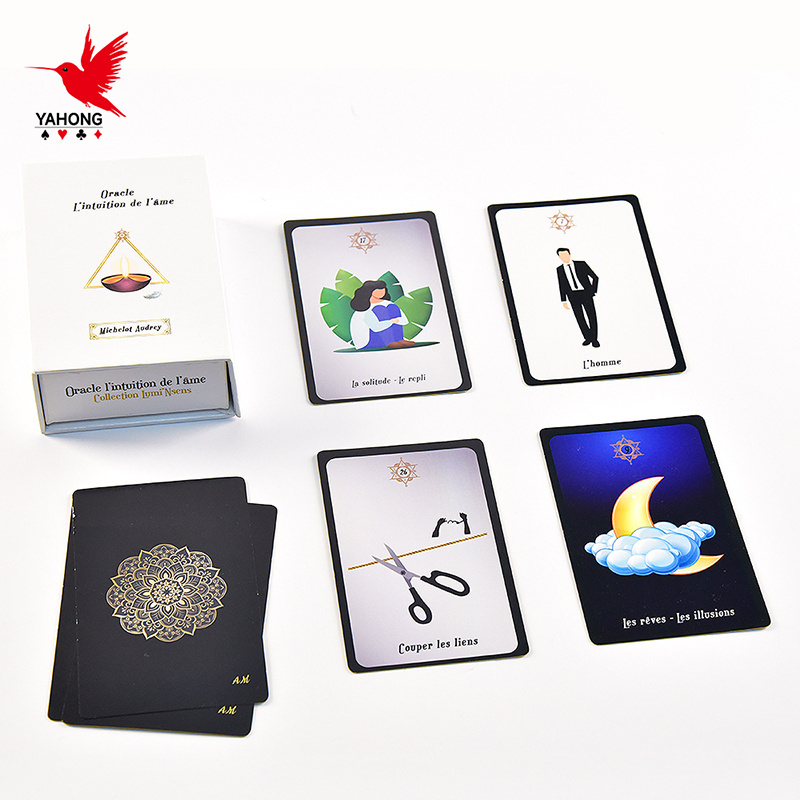 Wholesale Custom Gold Gilded Edges Tarot Oracles Playing Cards Plastic Affirmation Deck with Logo Printing