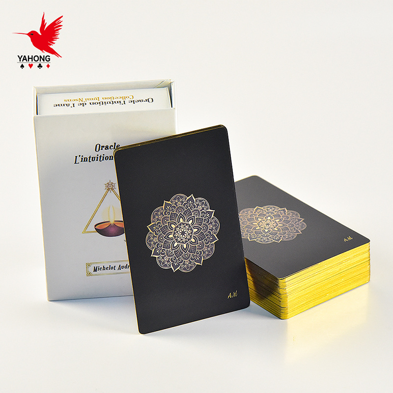 Wholesale Custom Gold Gilded Edges Tarot Oracles Playing Cards Plastic Affirmation Deck with Logo Printing