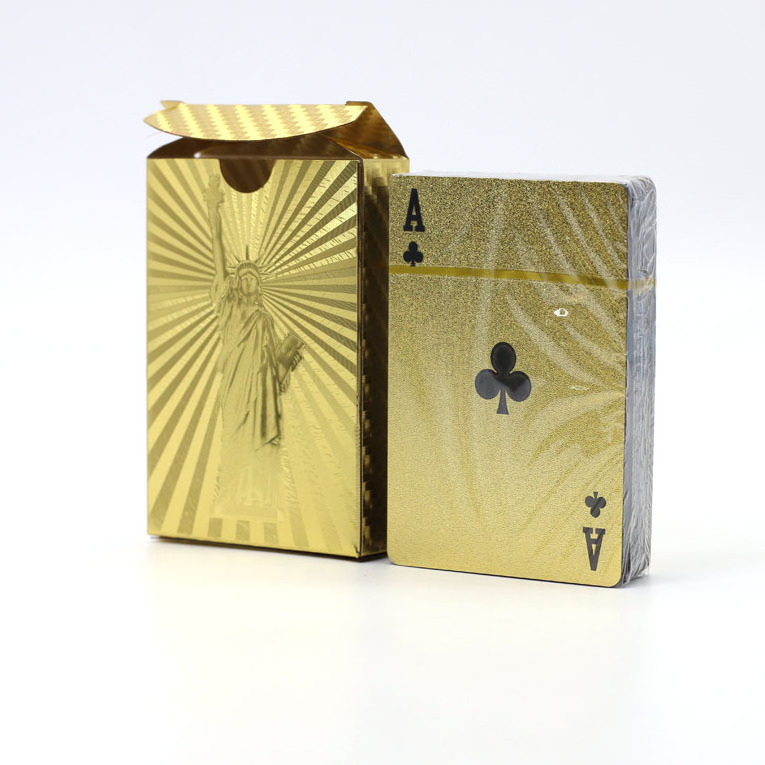 Hot Sale High quality Plastic PVC Playing Cards Durable Waterproof Plastic Playing Cards Gold Foil Poker Golden Poker