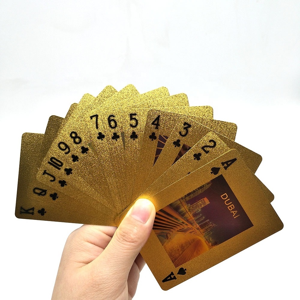 Custom Printing Gold PVC Poker Waterproof Plastic Playing Card Professional Manufacturer Made Game Card For Casino Wholesale