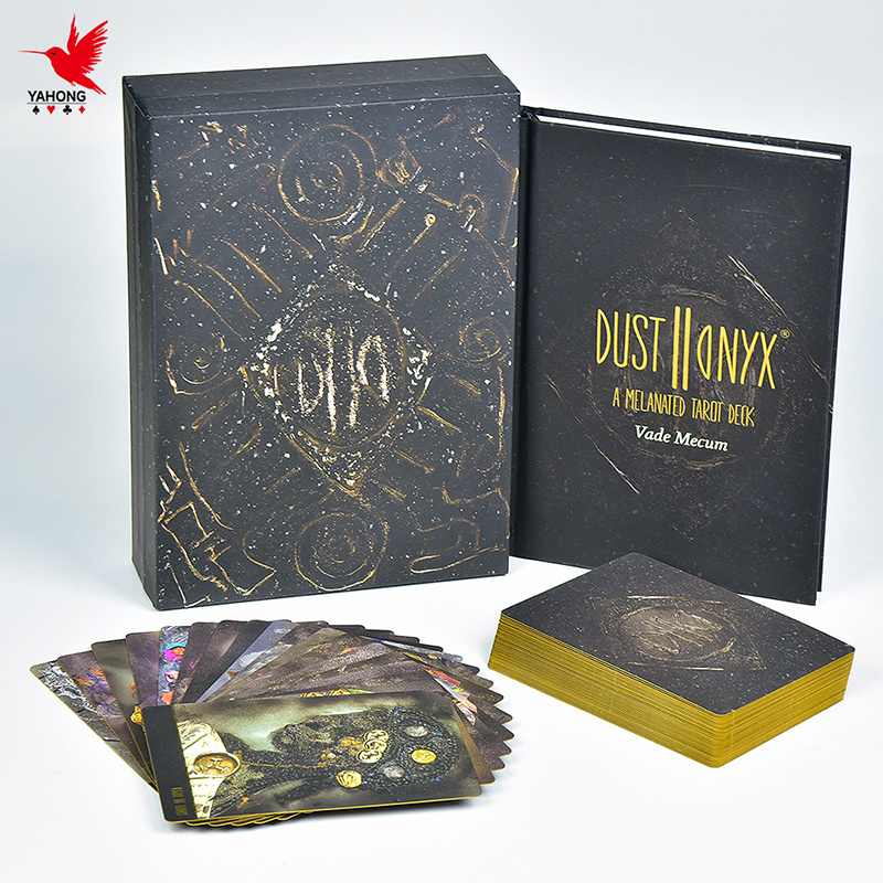 Manufacturer's Durable Plastic Tarot Cards with Gold Foil Box Packing and Guidebook Customizable Logo for Playing Poker