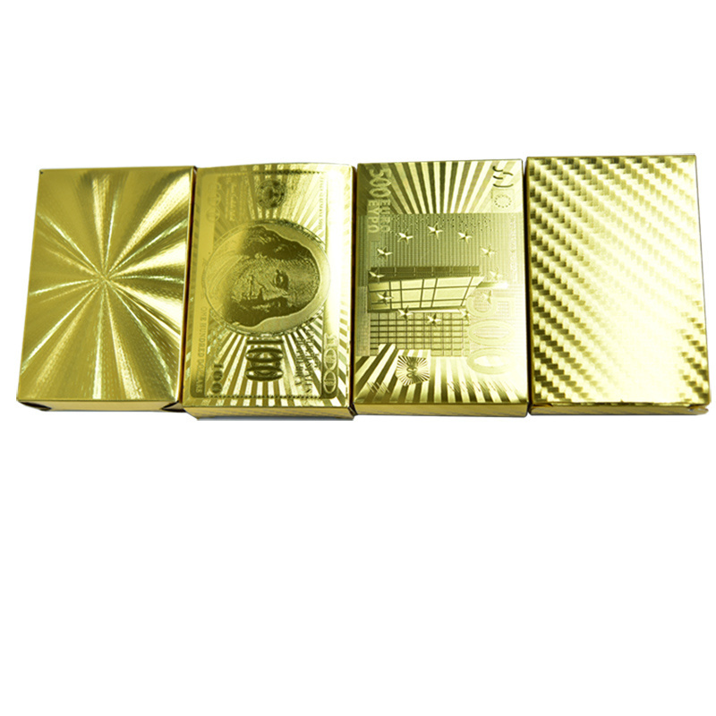 Durable Waterproof Plastic Playing Cards Gold Foil Poker Golden Poker 24K Gold Foil Plated Playing Cards Deck Gift